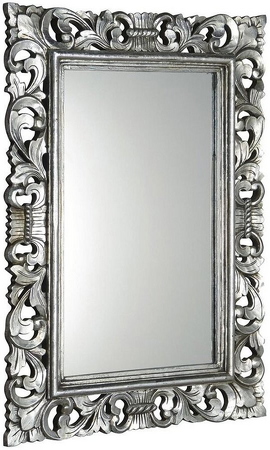 SCULE zrcadlo ve vyřezávaném rámu, 80x120cm, stříbrná