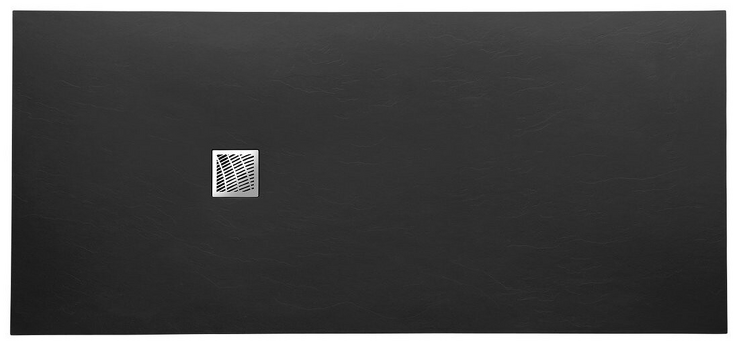 MITIA sprchová vanička z litého mramoru, obdélník 200x90x3 cm, černá