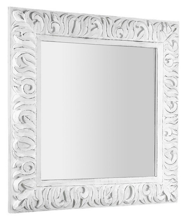ZEEGRAS zrcadlo ve vyřezávaném rámu, 90x90cm, bílá