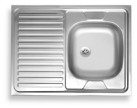 Dřez 60x80 celoplošný s okapem levý nerez