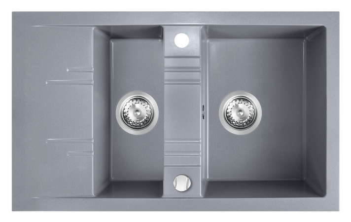 Granitový dřez s vaničkou a odkapem,s přepadem z dřezu,šedá