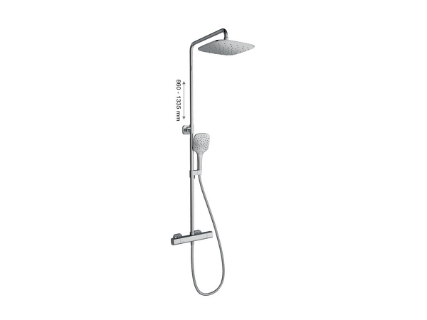 TD F 091.00/150 Sprchový sloup 10° Free, s termostatickou baterií a sprchovým setem