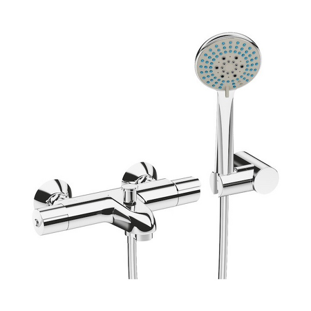 Vanová nástěnná termostatická baterie se sprchovou sadou: ruční sprcha, sprchová hadice, držák sprchy, chrom Deep by Jika Chrom H3231U70042711
