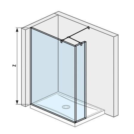 Skleněná stěna walk-in pro sprchovou vaničku 1200x800/900 mm Cubito pure Stříbrná/Transparentní sklo H2674260026681