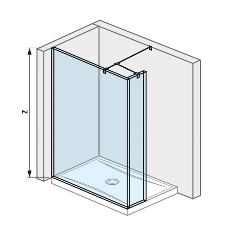 Skleněná stěna walk-in pro sprchovou vaničku 1400x800/900 mm Cubito pure Stříbrná/Transparentní sklo H2674280026681