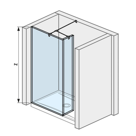Skleněná stěna walk-in pro sprchovou vaničku 1400x800/900 mm Cubito pure Stříbrná/Transparentní sklo H2684220026681