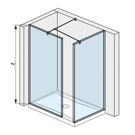 Skleněná stěna walk-in pro sprchovou vaničku 1200/1300x800 mm Cubito pure Stříbrná/Transparentní sklo H2684230026681