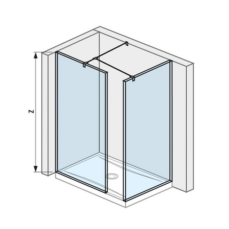 Skleněná stěna walk-in pro sprchovou vaničku 1200/1300x900 mm Cubito pure Stříbrná/Transparentní sklo H2684240026681