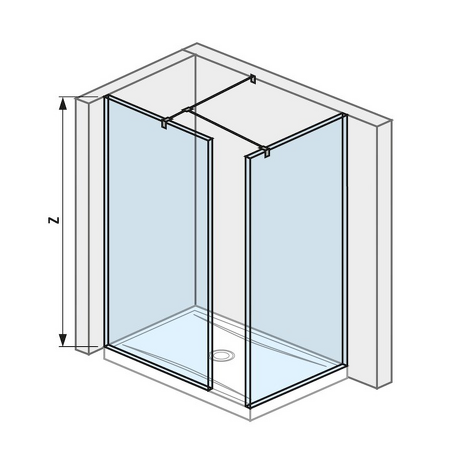 Skleněná stěna walk-in pro sprchovou vaničku 1400x900 mm Cubito pure Stříbrná/Transparentní sklo H2684260026681