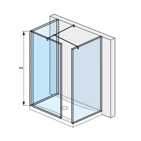 Skleněná stěna walk-in pro sprchovou vaničku 1200/1300x900 mm Cubito pure Stříbrná/Transparentní sklo H2684280026681