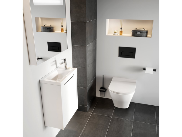 TD 410.20 Držák s nádobkou a WC štětkou, černý