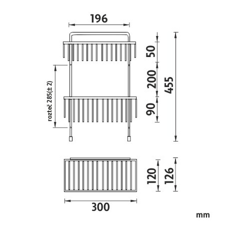 Drátěná police dvoupatrová