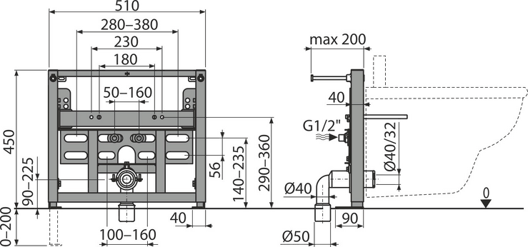 Montážní rám pro bidet