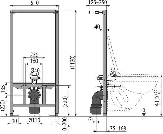 Montážní rám pro závěsné WC