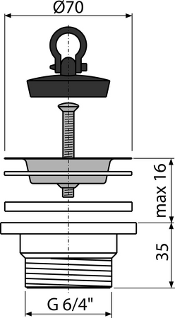 Výpust dřezová 6/4" s nerezovou mřížkou DN70