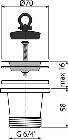 Výpust dřezová zvýšená 6/4" s nerezovou mřížkou DN70