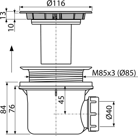 Sifon vaničkový, chrom