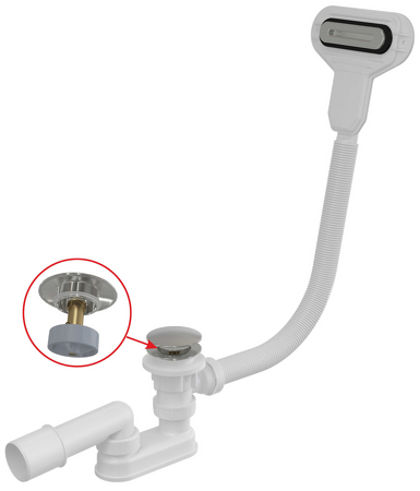 Sifon vanový CLICK/CLACK s plochým přepadem, chrom