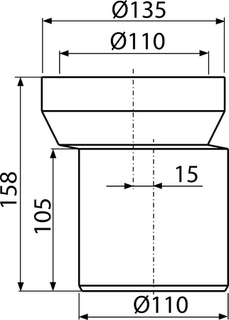 Dopojení k WC – nátrubek excentrický 158 mm