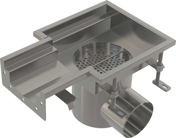 Průmyslová krabicová vpust koncová 250×250-135, nerez AISI 304