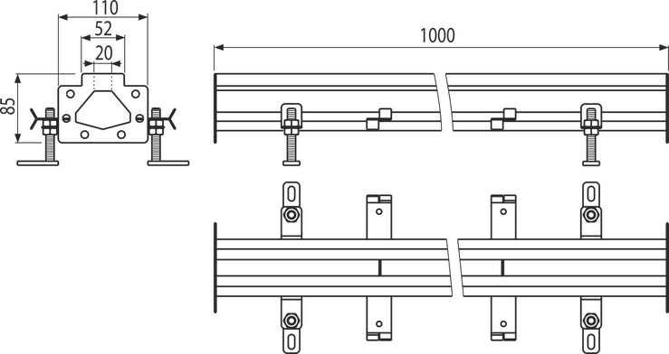 Průmyslový štěrbinový žlab 1 m, nerez AISI 304