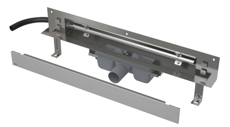 Odtokový systém pro zabudování do stěny, kryt nerez-mat, osvětlení červená