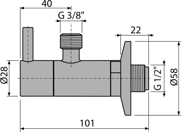 Ventil rohový s filtrem 1/2"×3/8", kulatý
