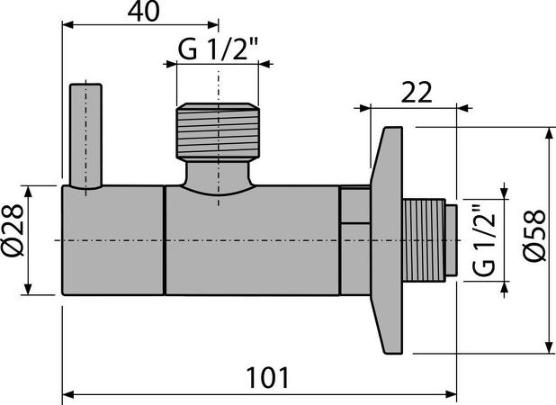 Ventil rohový s filtrem 1/2"×1/2", kulatý