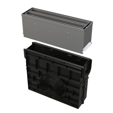 Venkovní žlabová vpust štěrbinová se symetrickým revizním nástavcem 160 mm, nerez