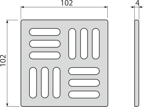 Mřížka pro nerezové vpusti 102×102 mm nerez