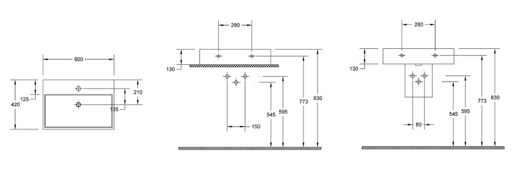 PURITY keramické umyvadlo 60x42cm
