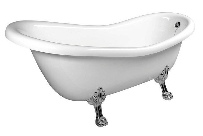 RETRO volně stojící vana 169x75x72cm, nohy chrom mat, bílá
