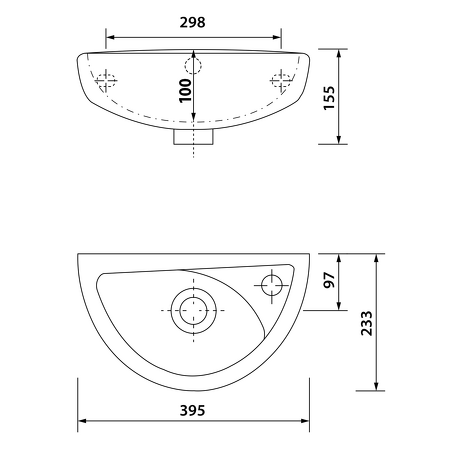 OVAL keramické umývátko 39x23cm
