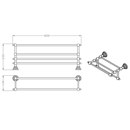DIAMOND police na ručníky s madlem 600mm, bronz