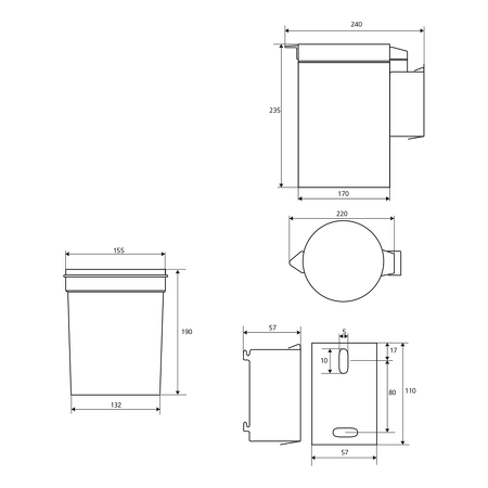 Odpadkový koš závěsný 3l, broušený nerez