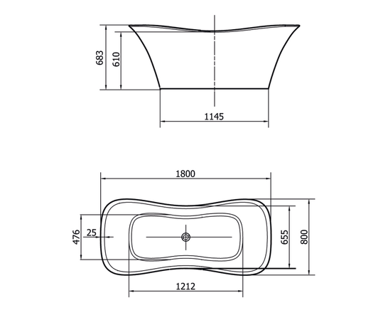 FLORA volně stojící vana litý mramor 180x80x67cm, bílá