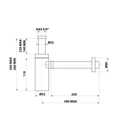 SAPHO King umyv. sifon 1´1/4,odpad 32mm, ABS chrom