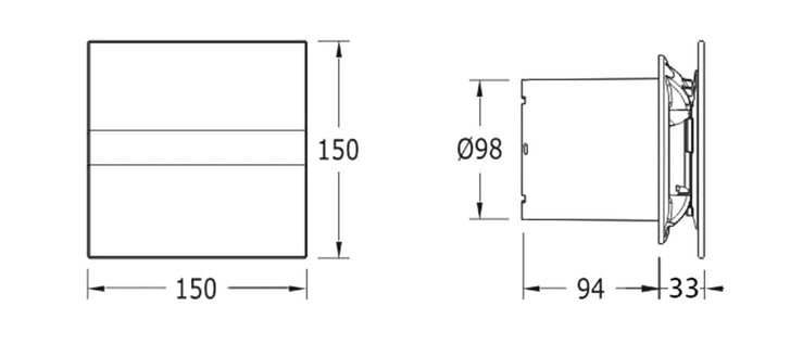 E-100 GTH koupelnový ventilátor axiální s automatem, 4W/8W, potrubí 100mm, bílá
