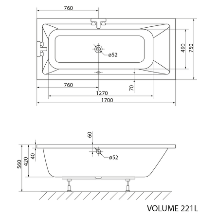 NISA obdélníková vana 170x75x42cm, bílá