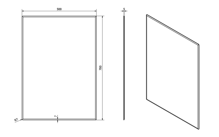 ACCORD zrcadlo s fazetou 500x700mm, zakulacené rohy, bez úchytu