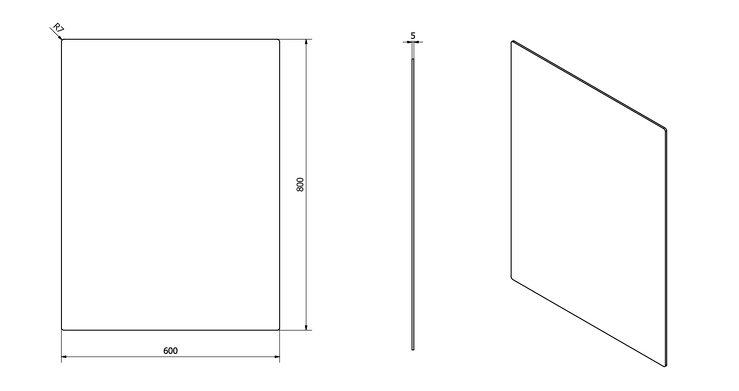 PLAIN zrcadlo 60x80cm, zakulacené rohy, bez úchytu