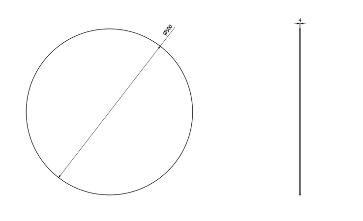 Zrcadlo kulaté průměr 50cm, 4mm, bez úchytu