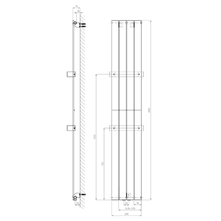 COLONNA otopné těleso 298x1800 metalická stříbrná