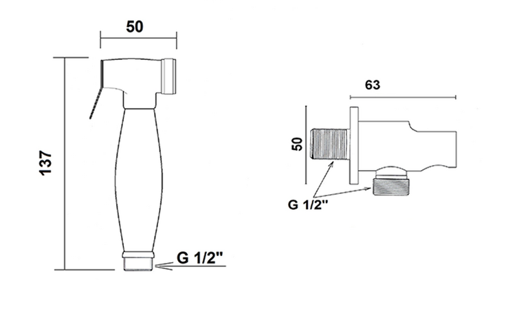 Bidetová sprška retro s hadicí a držákem sprchy s vyústěním, bronz