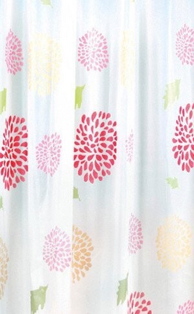 Sprchový závěs 180x200cm, vinyl, květovaný, červená