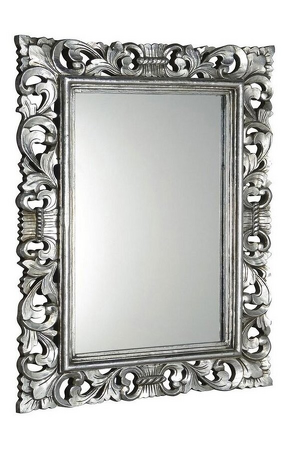 SCULE zrcadlo ve vyřezávaném rámu, 70x100cm, stříbrná