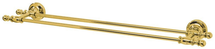 PERLA dvojitý držák ručníků, 645 mm, zlato