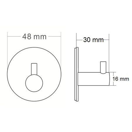 Samolepící háček, kulatý, broušený nerez