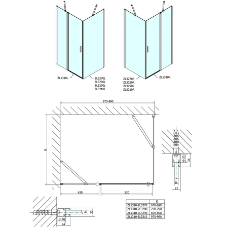 Zoom Line čtvercový sprchový kout 1000x1000mm L/P varianta