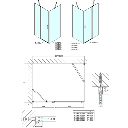 Zoom Line obdélníkový sprchový kout 1300x800mm L/P varianta
